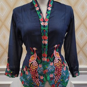 kebaya nyonya biru tua
