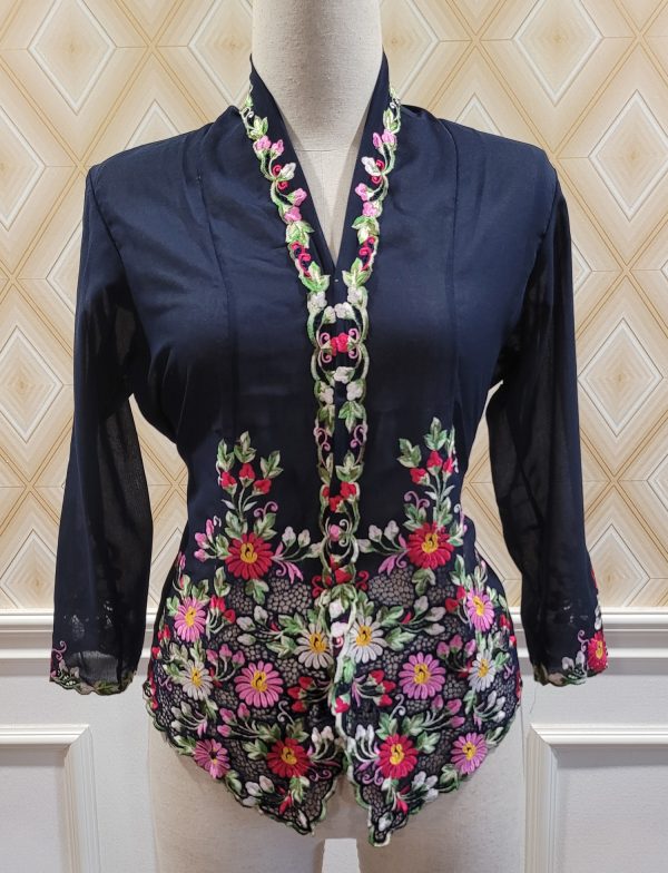 kebaya nyonya biru tua