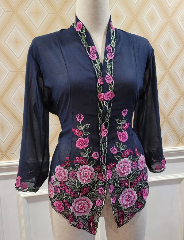 kebaya nyonya biru tua