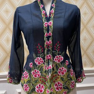 kebaya nyonya biru tua